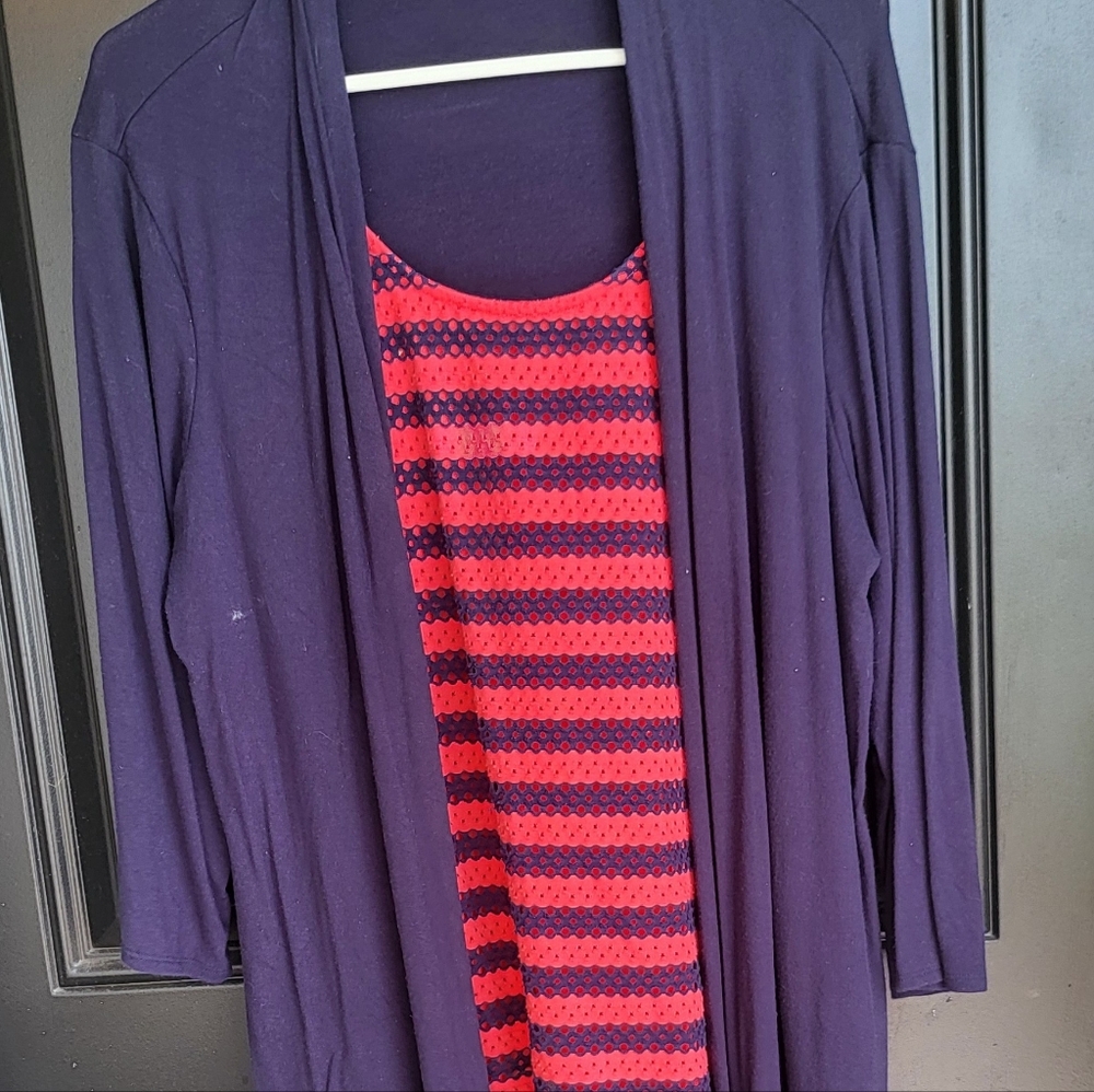 Croft & Barrow Navy Cardigan With Attached Tank Size XL Women